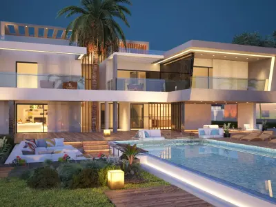 Modern House 3D Scene Environment with Forest Surrounded 3D model