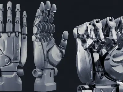 Robotic Hand Rigged Low-poly 3D model