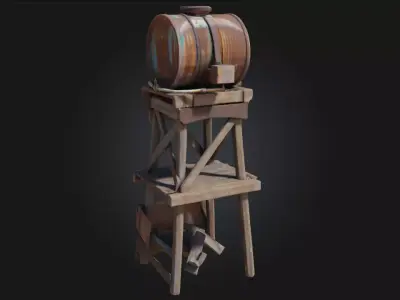 Rustic Water Tower  Icon of Frontier Utility 3D model