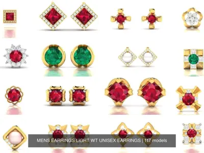117 MENS EARRINGS LIGHT WT UNISEX EARRINGS 3D Model Pack