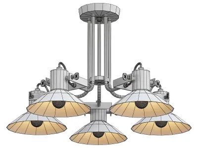 dauntaun five light ceiling fixture 3D model