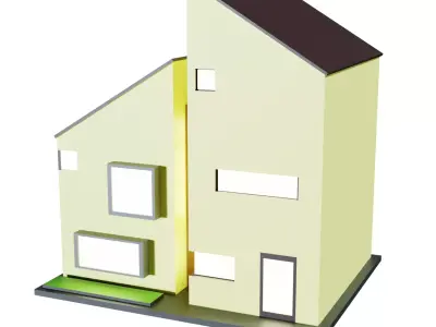 Low Poly Modern House Low-poly 3D model