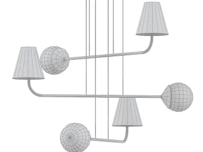 MONIKA modern brass chandelier with four glass shades 3D model