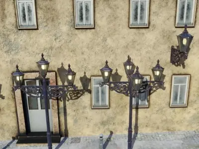 Victorian street lamps set 3D model
