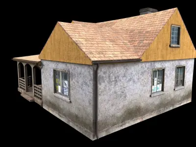 house with porch Low-poly 3D model purchase