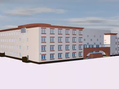 Hypermarket school building 3D model