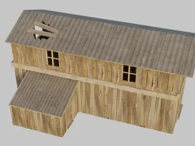 Old Wooden Farmhouse Low poly 3D Model Low-poly 3D model