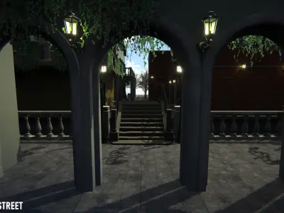 Venice street - modular city Low-poly 3D model