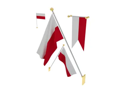 Flags of Poland 3D model