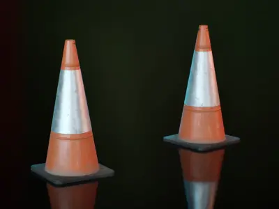 Traffic Cone Low-poly 3D model 26