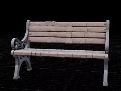 Park Bench Low Poly Game Ready Outdoor 3D Model Low-poly 3D model