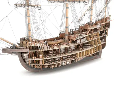  This 3D Galleon includes a fully detailed interior 