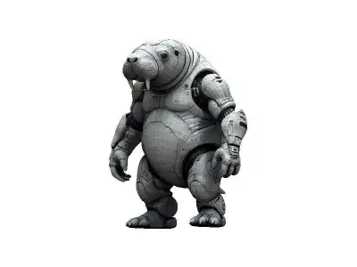 Manatee Cyborg Low-poly 3D model