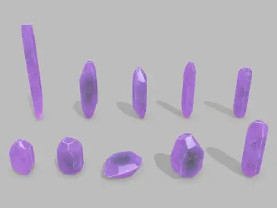 crystal set Low-poly 3D model