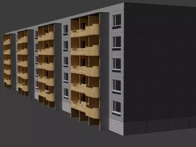 121-80-71-1 Type Panel Building Low-poly 3D model Low-poly 3D model