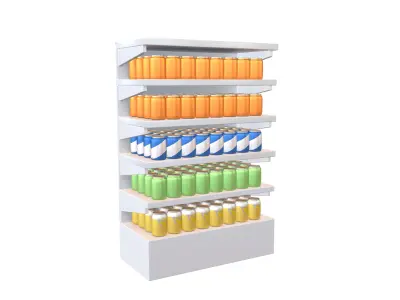 Canned Drinks On Shelf v1 002 3D model