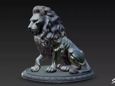 Lion Statue V36 Low-poly 3D model