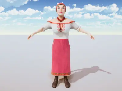 Stylized Character Woman Rigged with Shape Keys Low-poly 3D model