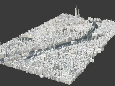 Paris City Low-poly 3D model