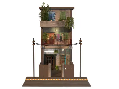 3D house model building with plants 3D model