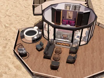 glamping pod geodesic dome PETRA  3D model