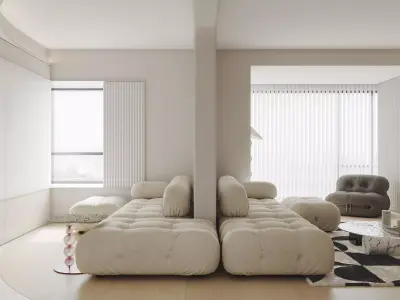 Warm modern living room 3D model