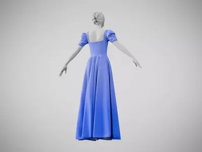 Dress 07 Very Light Blue Low-poly 3D model