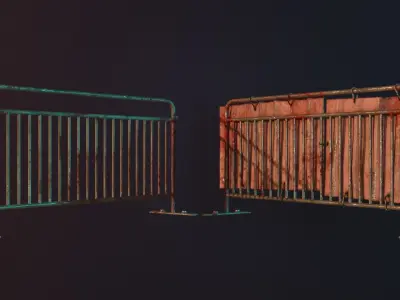Metal Barrier Low-poly 3D model