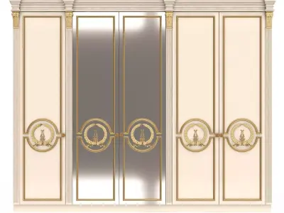 Classic Wardrobe Furniture 0402 White Low-poly 3D model