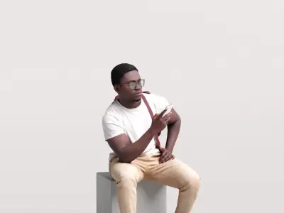 Humano Sitting Man with Phone 2203-11 3D model
