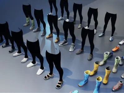 Civilian Shoes 50 Assets Low-poly 3D model