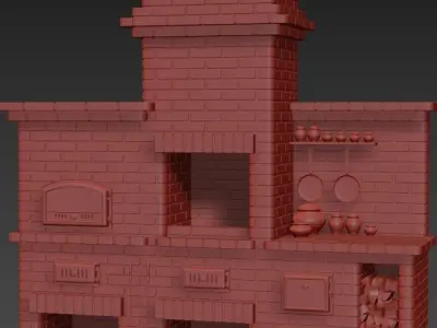 Dark Brick Barbecue Oven 3D model