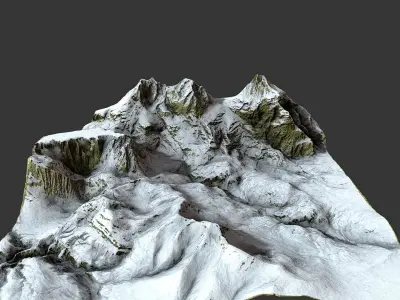 Mountain terrain under the snow Low-poly 3D model purchase