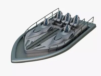 Silver Metallic Pedal Boat Multi Person 3D model
