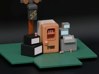 Game scene Free low-poly 3D model