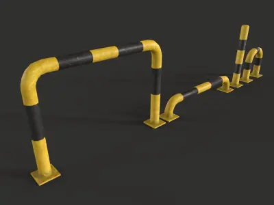 Protection Barrier parking barricade Low poly Game Ready Low-poly 3D model