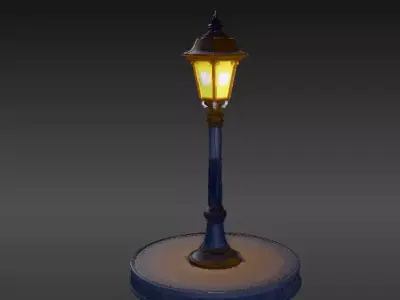 Stylized Night Street Lamp Background 3D Model for Animation 3D model