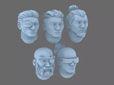 Cyber Samurai V10 Exposed Heads 3D print model