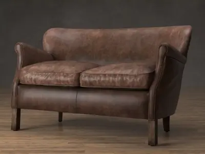Professors Leather Double Chair 3D model