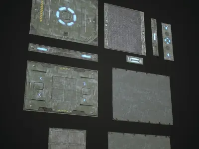 Sci Fi Panels Modular Low-poly 3D model