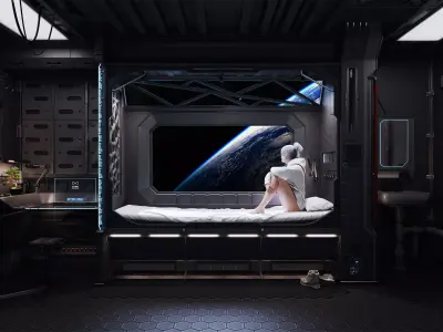 Sci Fi Bedroom - Blender - FBX - USD 3D model