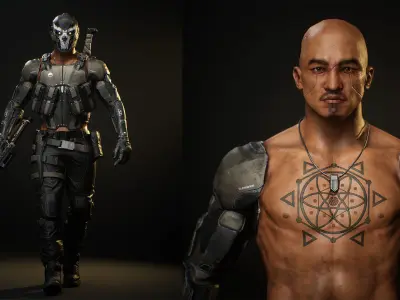 Futuristic Mercenary Low-poly 3D model