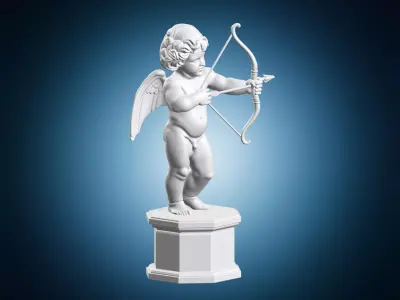 Cupid Angel Statue Bow and Arrow 3D print model