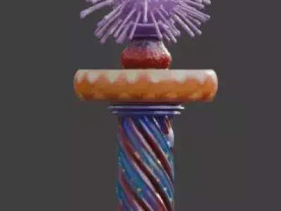 High-Quality 3D Cartoon New Year Portal Gate Low-poly 3D model