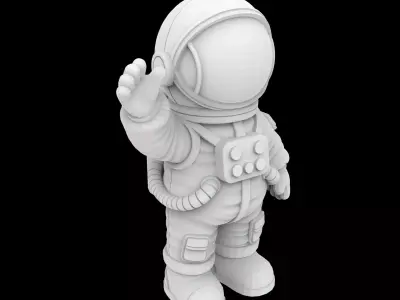 Cartoon Astronaut Waving 3D Print Model 3D print model