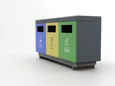 Metal Street Trash Bin 4K PBR Game Ready UV Unwrapped vol 06 Low-poly 3D model