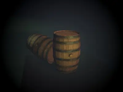 wooden barrel with unique texture of wood Low-poly 3D model