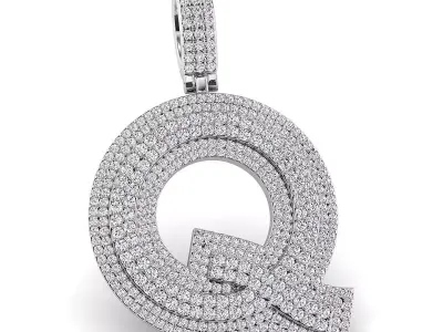 Alphabet Latter Q Diamond Pendent 3D print model