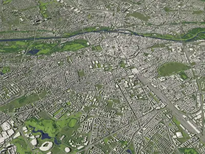 Munich Germany in 20 km x 20 km - city and urban 3D model