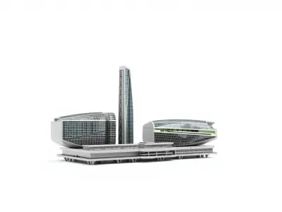 Futuristic Skyscraper Complex Model Low-poly 3D model